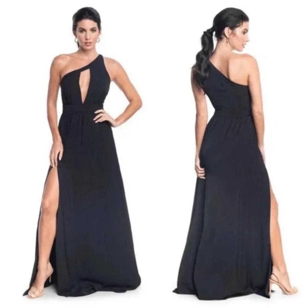 J655.Dress The Population Bea Keyhole One Shoulder Gown Maxi Dress Size XS NWOT